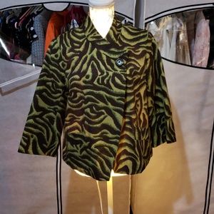 Silkland top in green and brown